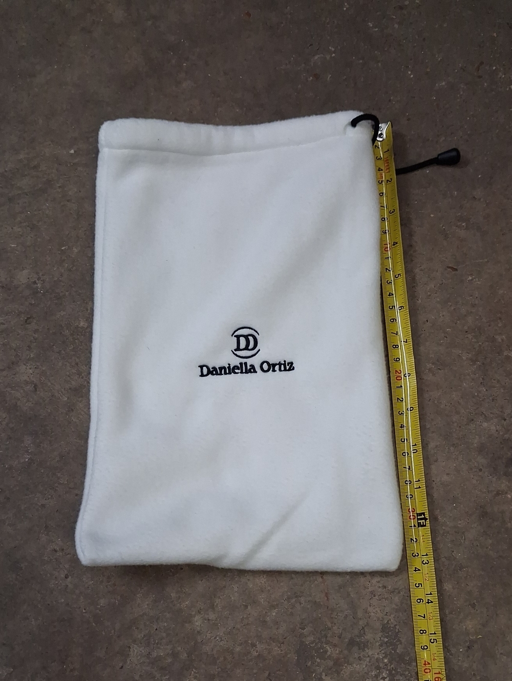 Daniella Ortiz White Fleece Drawstring Dust Bag
